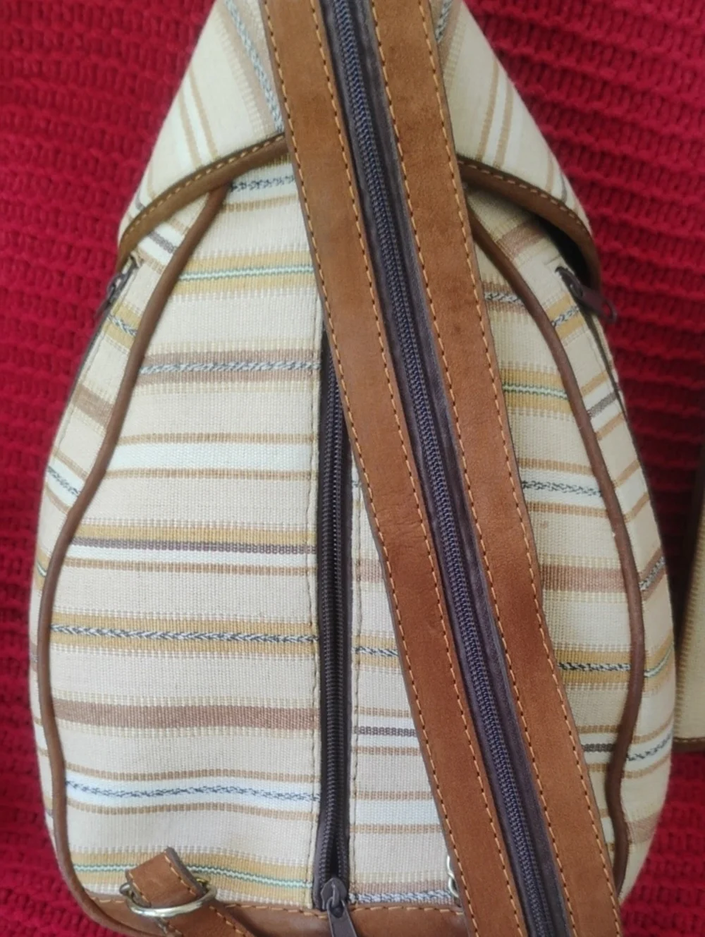 Guatemala Brown Suede And Woven Fabric Backpack